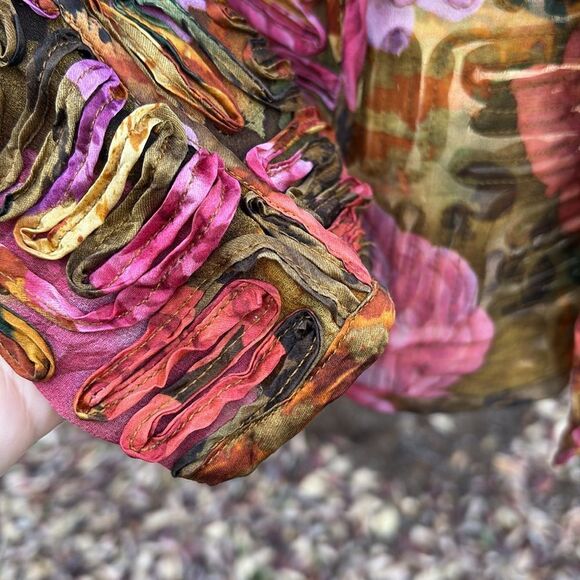 Chico’s open front abstract, floral silk jacket - Picture 3 of 4